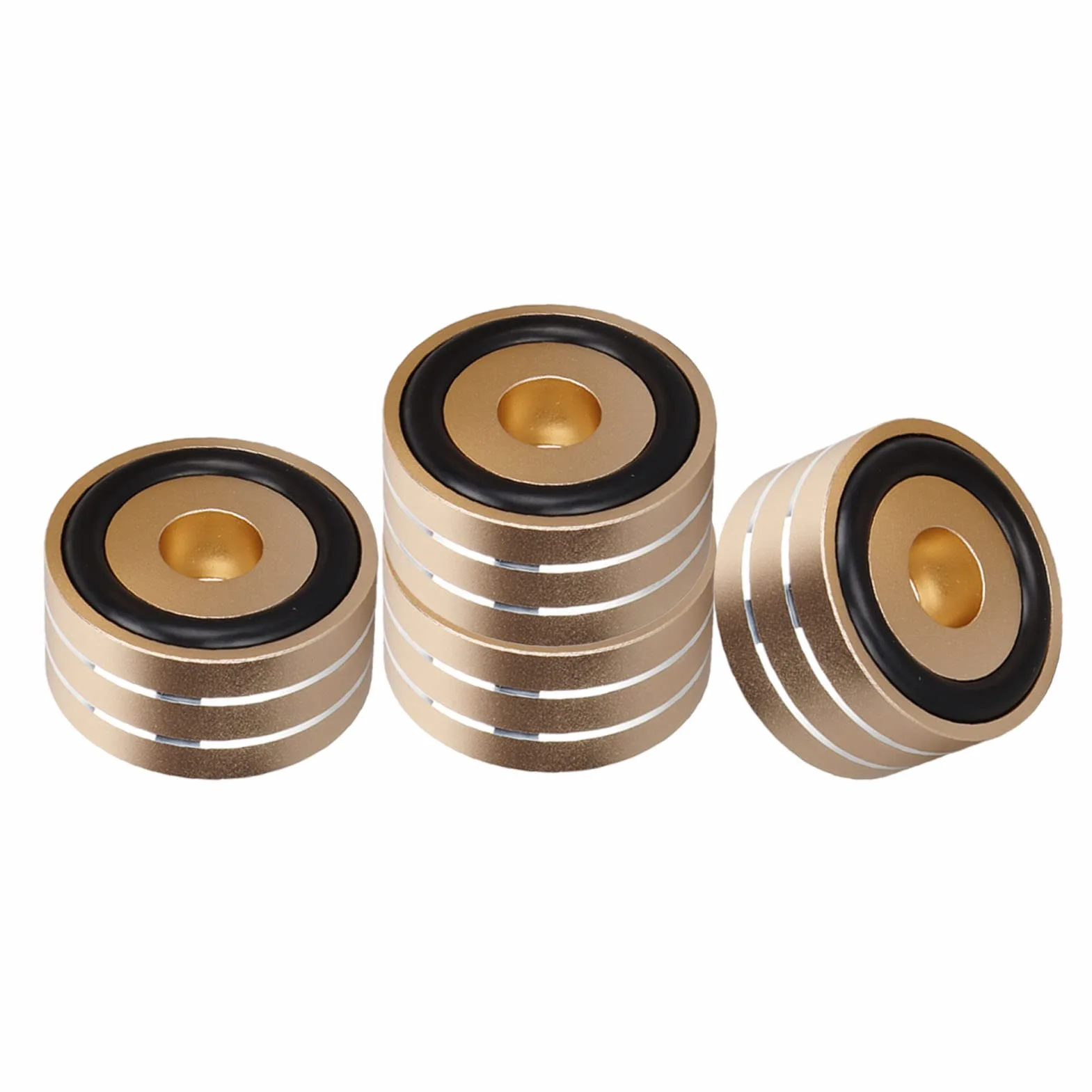 Dioche Premium -głośnik Izolacja Kolce Stojak Stopa - 4PCS 40x20 Mm Aluminium Aluminium Głośnikowe Podkładki Bazowe z gumą przeciwpoślizgową do Rejestratora Wzmacniacza DAC (GOLD)