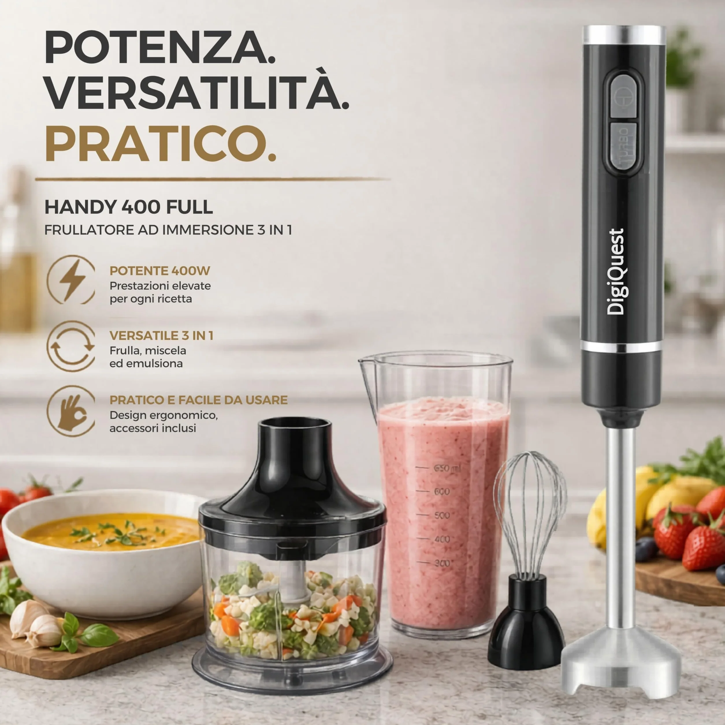 DIGIQUEST Wielofunkcyjny Blender Nurkowy - andy 400 Full - 3 w 1 Digiquest