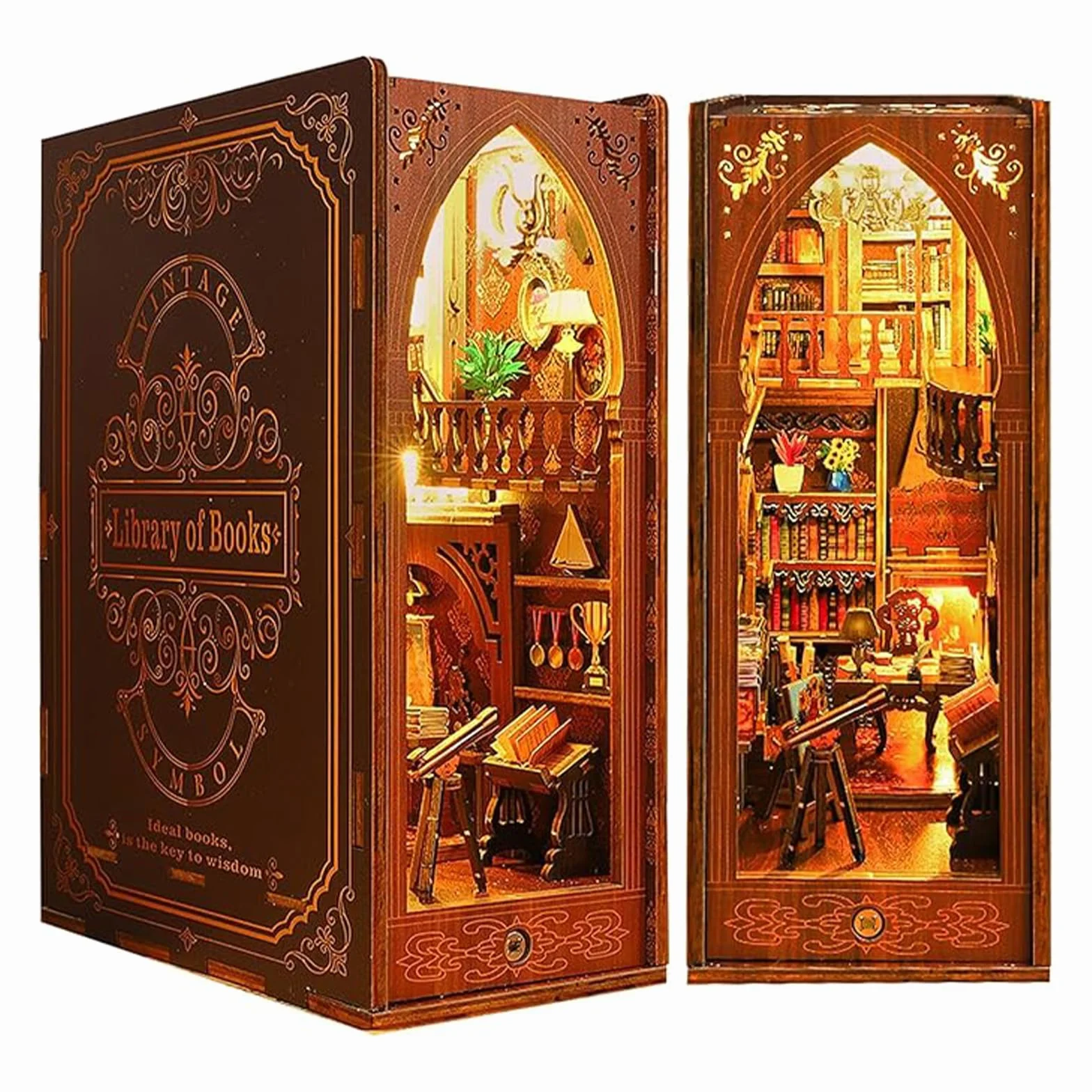 Drewniane puzzle 3D scena kościelna podpórka na książki, dekoracyjna wkładka na półkę dla dorosłych, nastolatków, unikalny wystrój domu i pomysł na prezent dla miłośników książek (biblioteka)