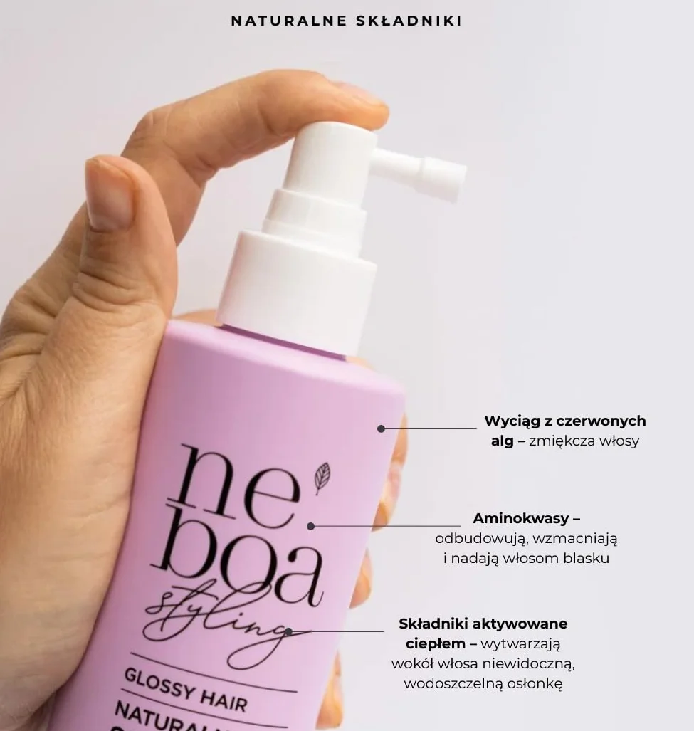 Neboa Spray Wygładzający do Włosów, Efekt Tafli Wody, Wegański, Nadaje Połysk i Gładkość