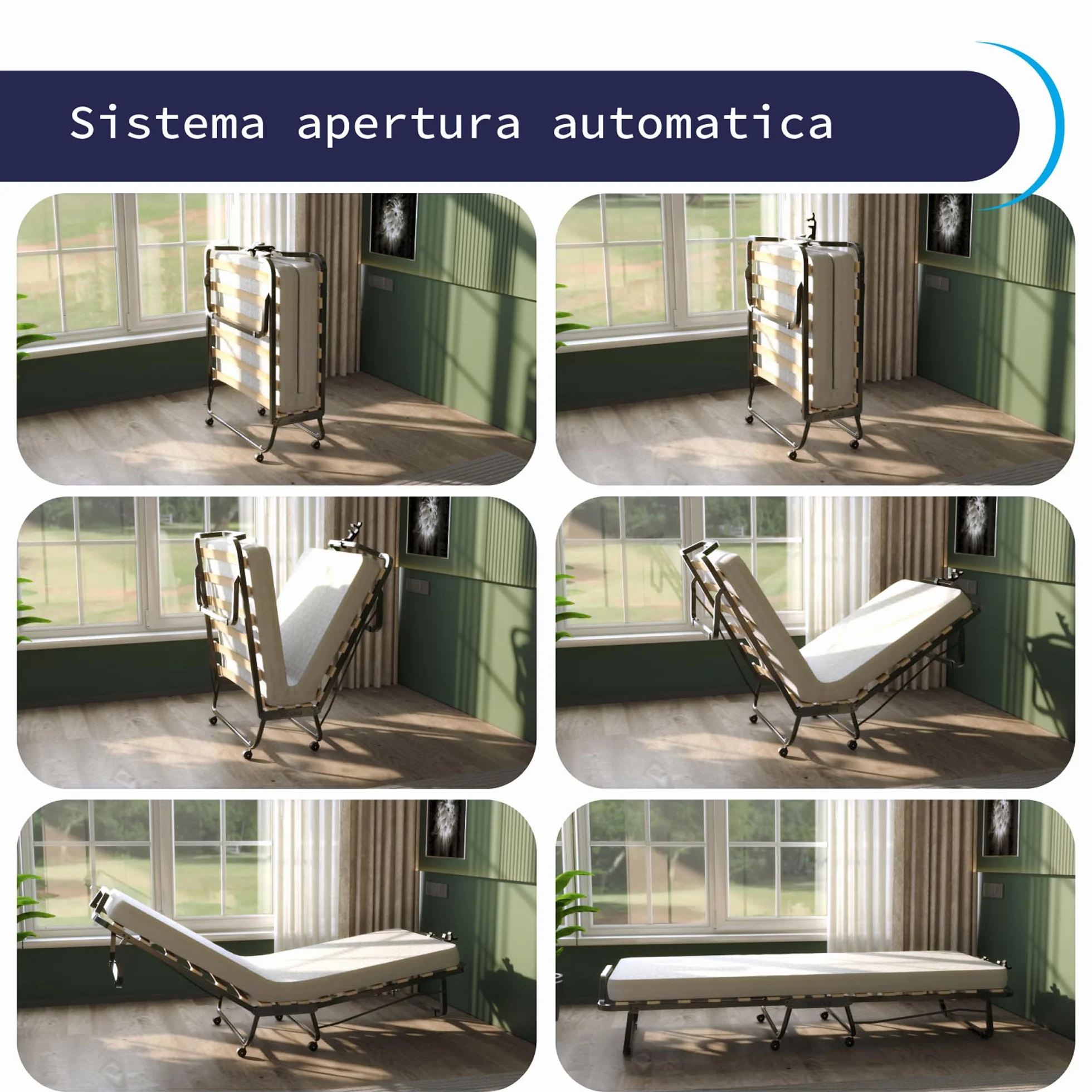 Cortassa XL Comfort Jednoosobowe łóżko składane 90x200 cm z materacem poliuretanowym 10 cm i poduszką