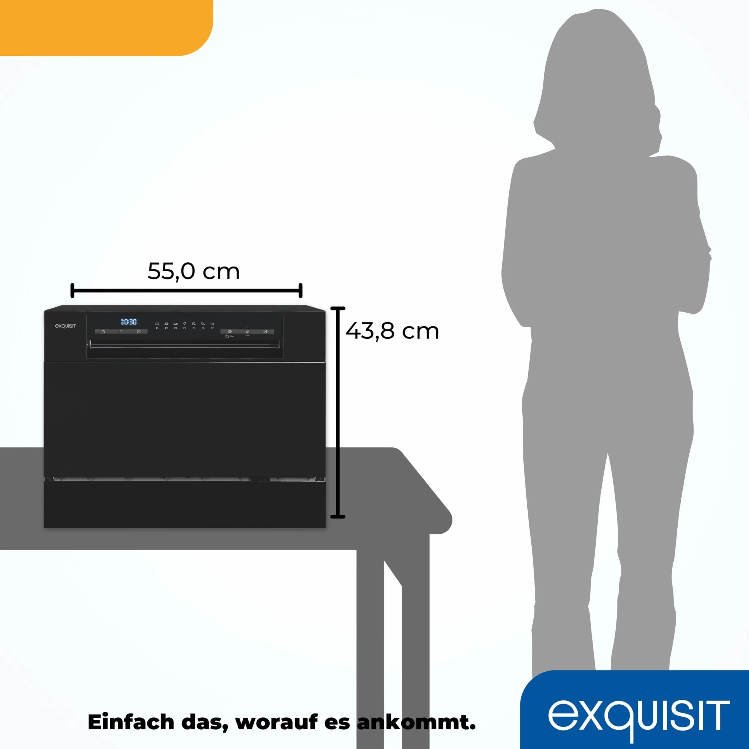 Exquisit Zmywarka stołowa GSP206-030D czarna 55 cm 6 nakryć LED