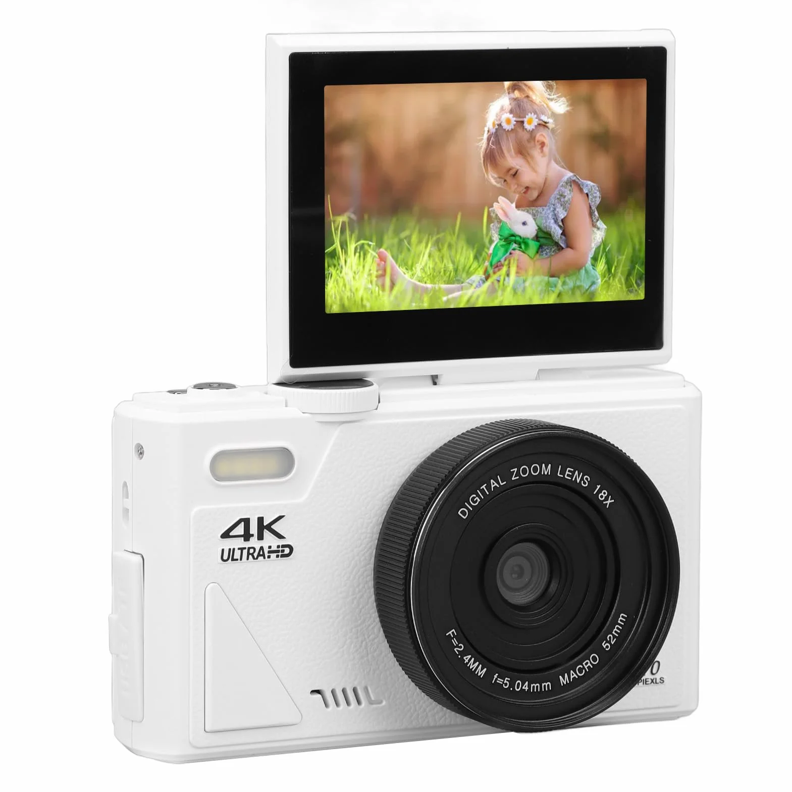 Aparat Cyfrowy 4K, Cyfrowy Aparat Typu „point and shoot” o Rozdzielczości 64 MP FHD, 3-calowy Ekran, 18-krotny Zoom, Autofokus Przenośny Kompaktowy Aparat Kieszonkowy Cyfrowy