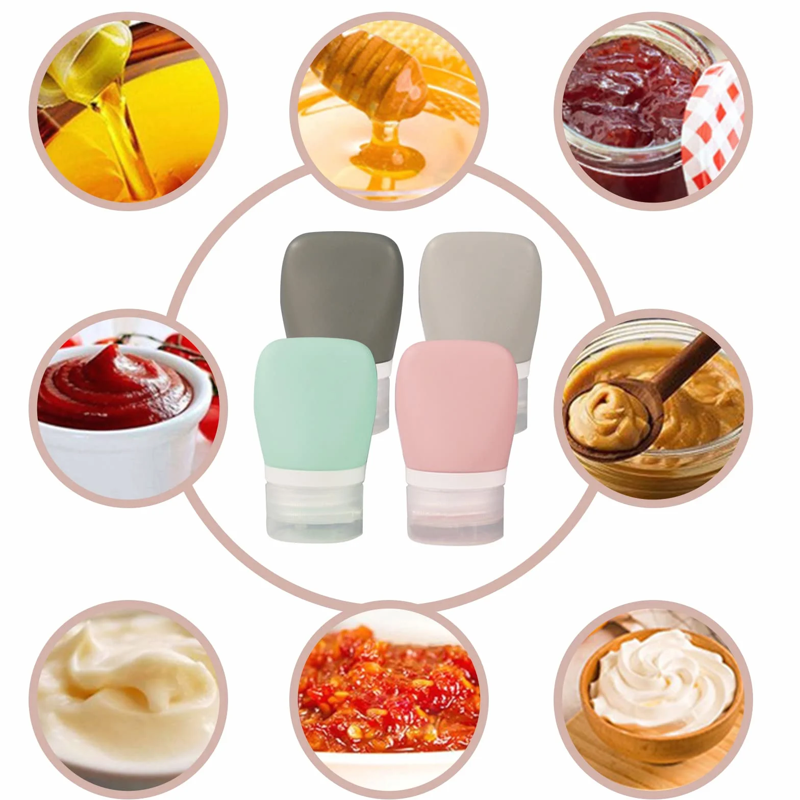 Zestaw butelek do squeeze do sałatek, szczelne mini butelki na przyprawy, przenośny pojemnik na dressing z szczotką do czyszczenia (38 ml)