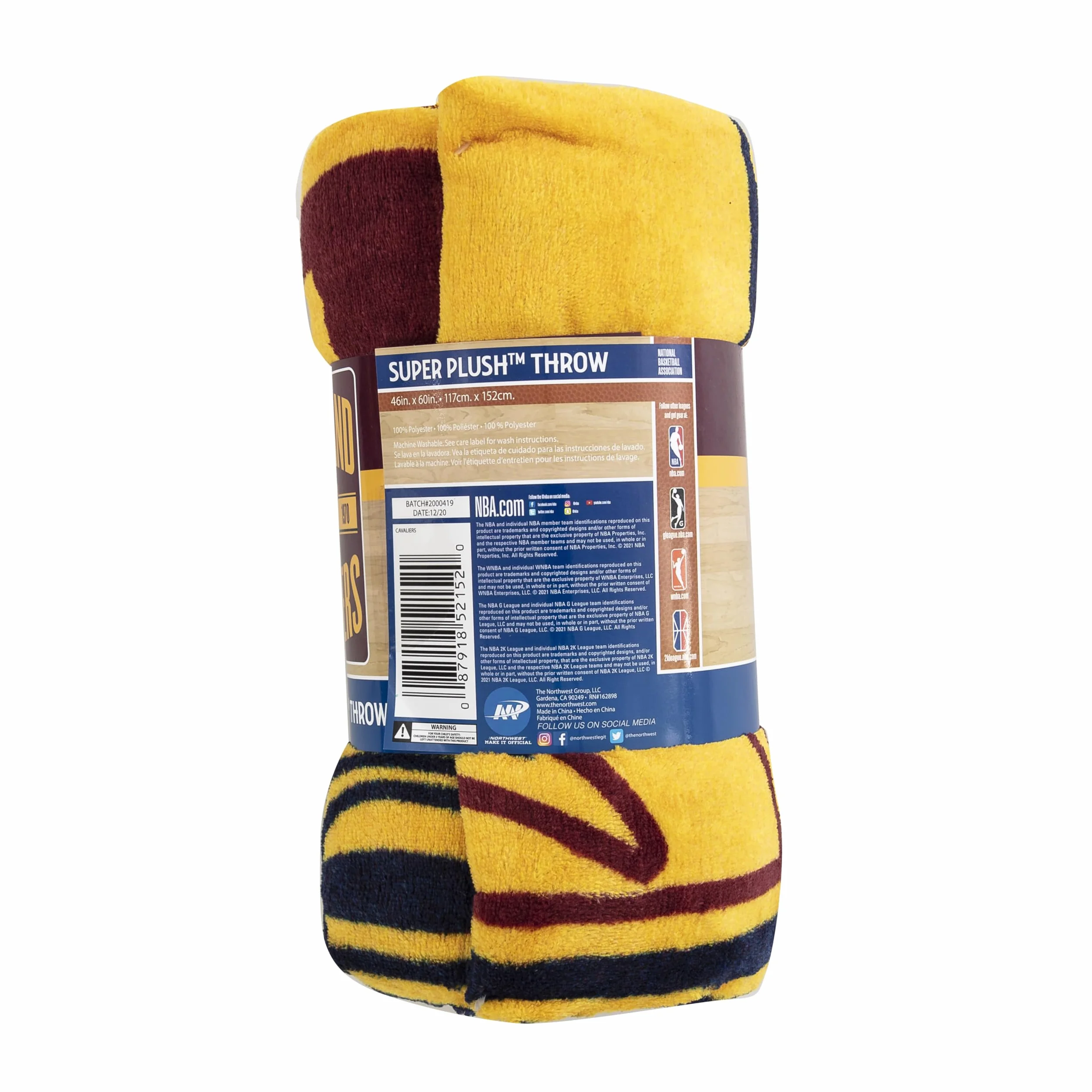 NBA Cleveland Cavaliers Micro Raschel koc narzutowy 117 cm x 152 cm