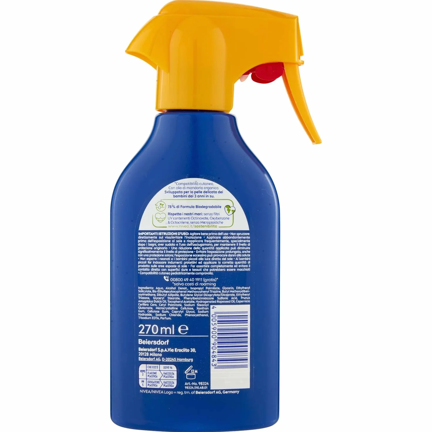 NIVEA SUN Maxi Solar Spray Solar Kids Protect & Care FP 30 270 ml, Krem przeciwsłoneczny dla dzieci wodoodporny, krem przeciwsłoneczny 30 do skóry delikatnej w praktycznej butelce w sprayu