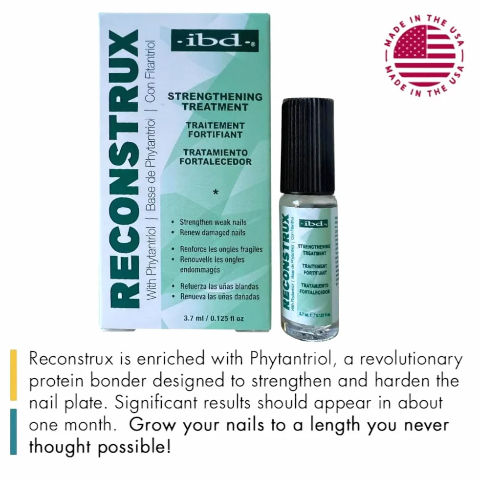 IBD Reconstrux Olejek do pielęgnacji paznokci, 3,70 ml - MADE IN USA - Wzmacniacz wzrostu paznokci - Wzrost paznokci z fitantriolem dla mocnych paznokci - Regeneruje zniszczone paznokcie