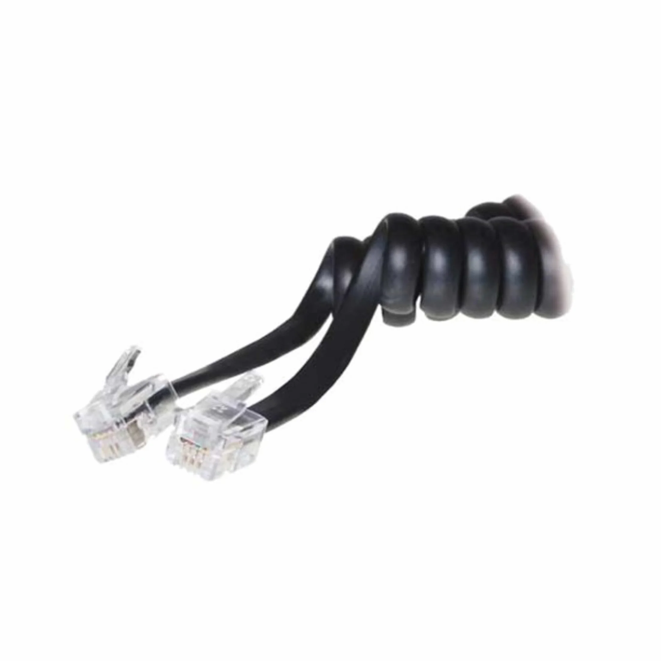 RJ10 Kabel do słuchawek telefonicznych, 2 m, spiralny, przedłużacz, wtyczka 4P4C do słuchawek telefonicznych, kompatybilny z FritzBox, Cisco, NEC, telefonami biurowymi i stacjonarnymi, czarny