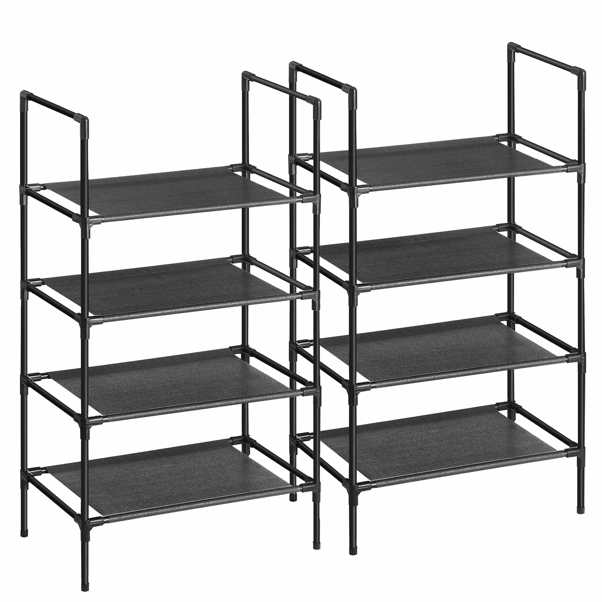 SONGMICS Regał na buty 4 półki zestaw 2 metalowa rama półki z włókniny 45 x 28 x 80 cm czarny LSR044B02