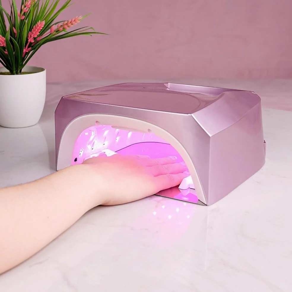 Lampa UV do paznokci, Lampa LED UV do paznokci o dużej mocy 96 W ładowania Suszarka Czerwone koraliki świetlne utwardzania lakieru Manicure Elektryczny aceton Protect(Gold)