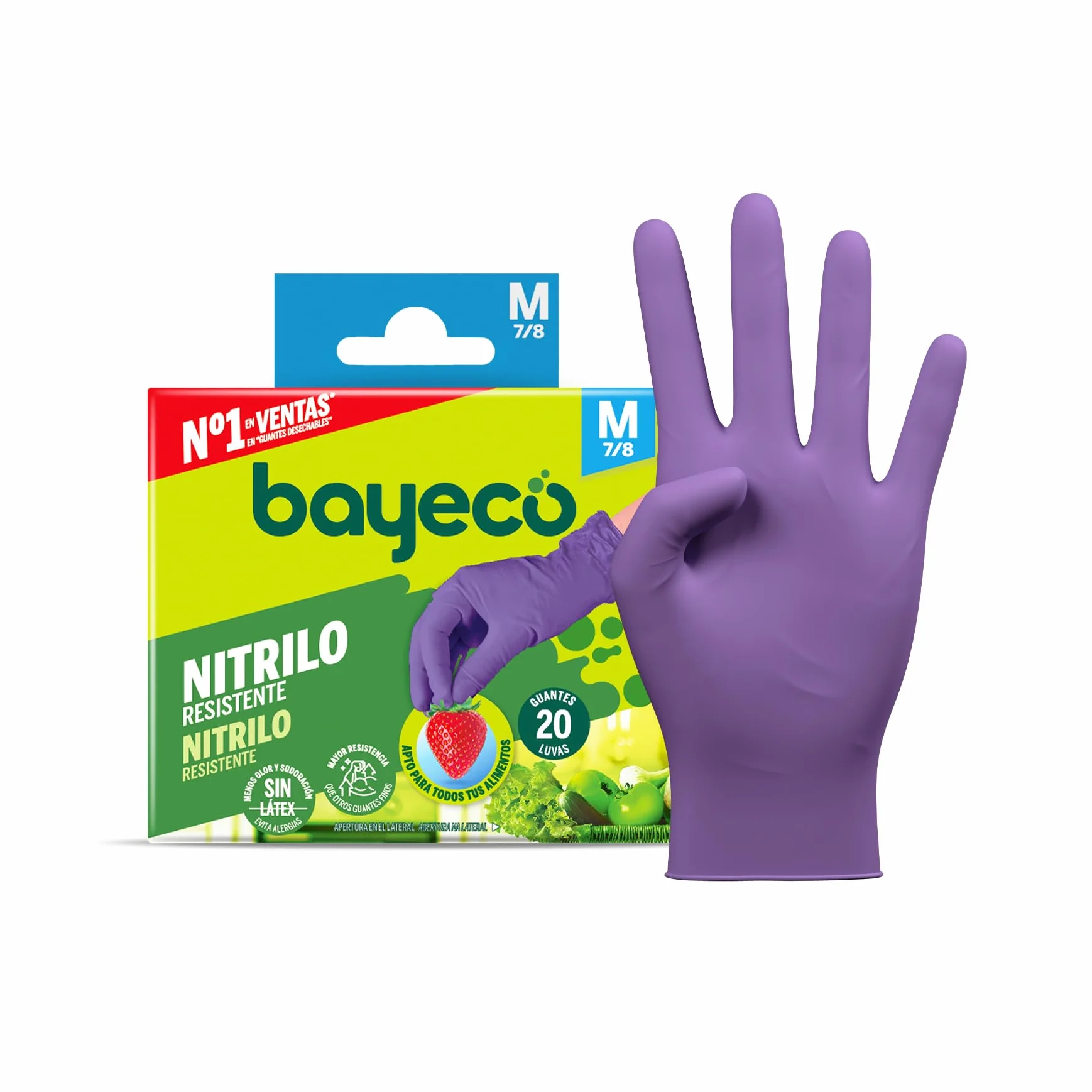 Bayeco Fioletowe jednorazowe rękawiczki nitrylowe Rozmiar M Opakowanie 20 sztuk