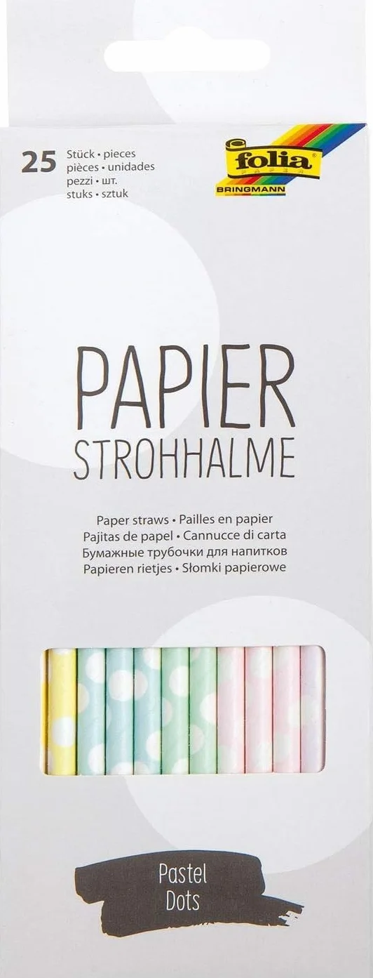 Folia Pastelowe słomki papierowe 200 mm czarny