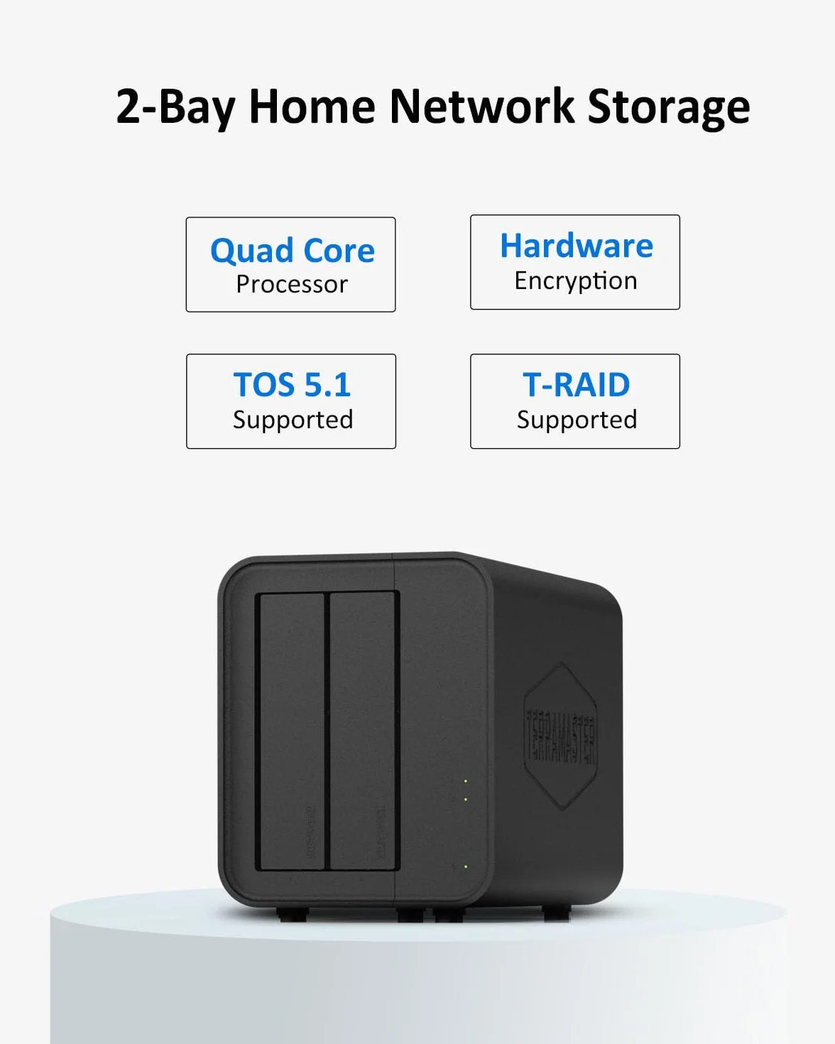 TERRAMASTER F2-212 2Bay NAS - Quad Core CPU DDR4 RAM Personal Private Cloud Home Network Attached Storage z kompleksowymi rozwiązaniami do tworzenia kopii zapasowych (miejsce na dysku twardym)