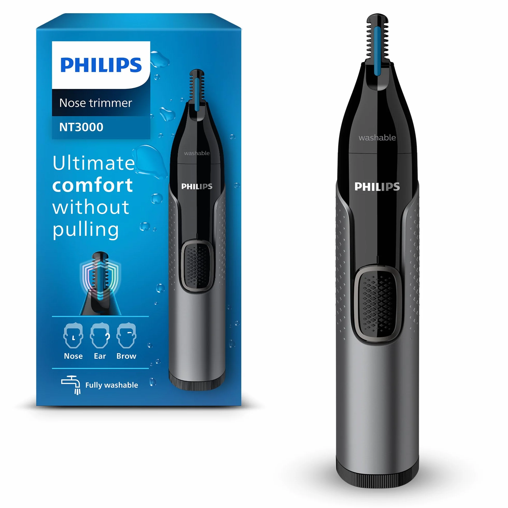 Philips Trymer do włosów w nosie i uszach Series 3000 do bezpiecznego przycinania włosów w nosie i uszach oraz brwi bez wyrywania