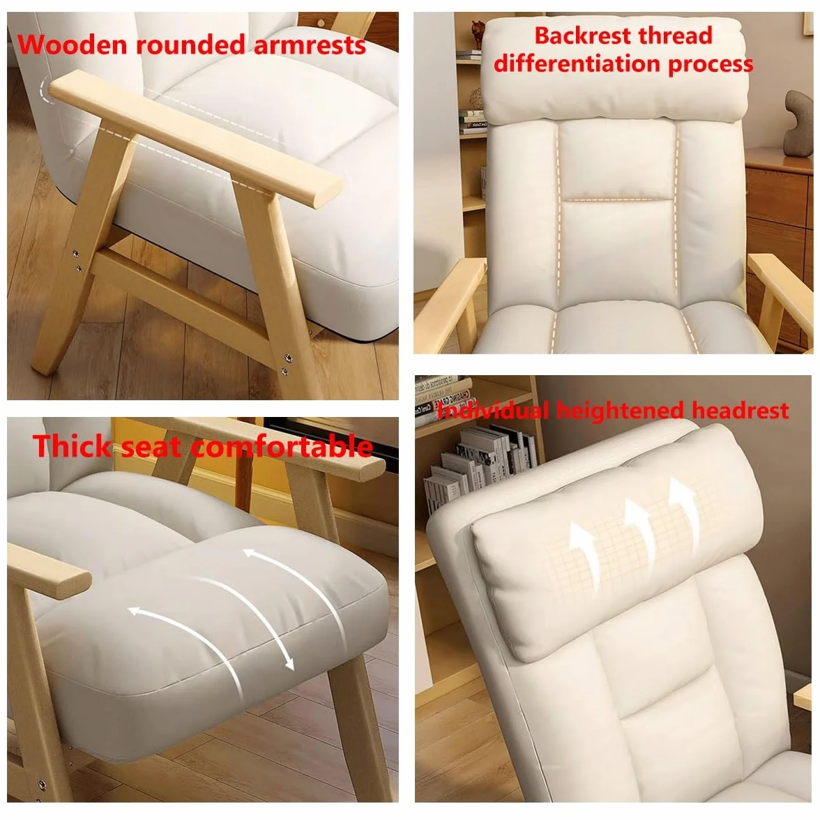 Fotel Wypoczynkowy Ergonomiczne Krzesło Biurowe z Regulowanym Oparciem, Sofa Sleeper, Nowoczesne Krzesło Boczne z Tkaniny, Light Grey