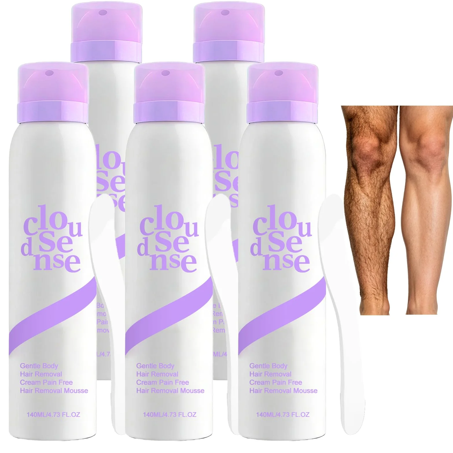 Cloud Sense pianka do depilacji ciała, delikatny spray do usuwania włosów na skórze wrażliwej, bezbolesna, gładka pianka do depilacji ramion, nóg, klatki piersiowej, brzucha, strefy bikini, pachy (5
