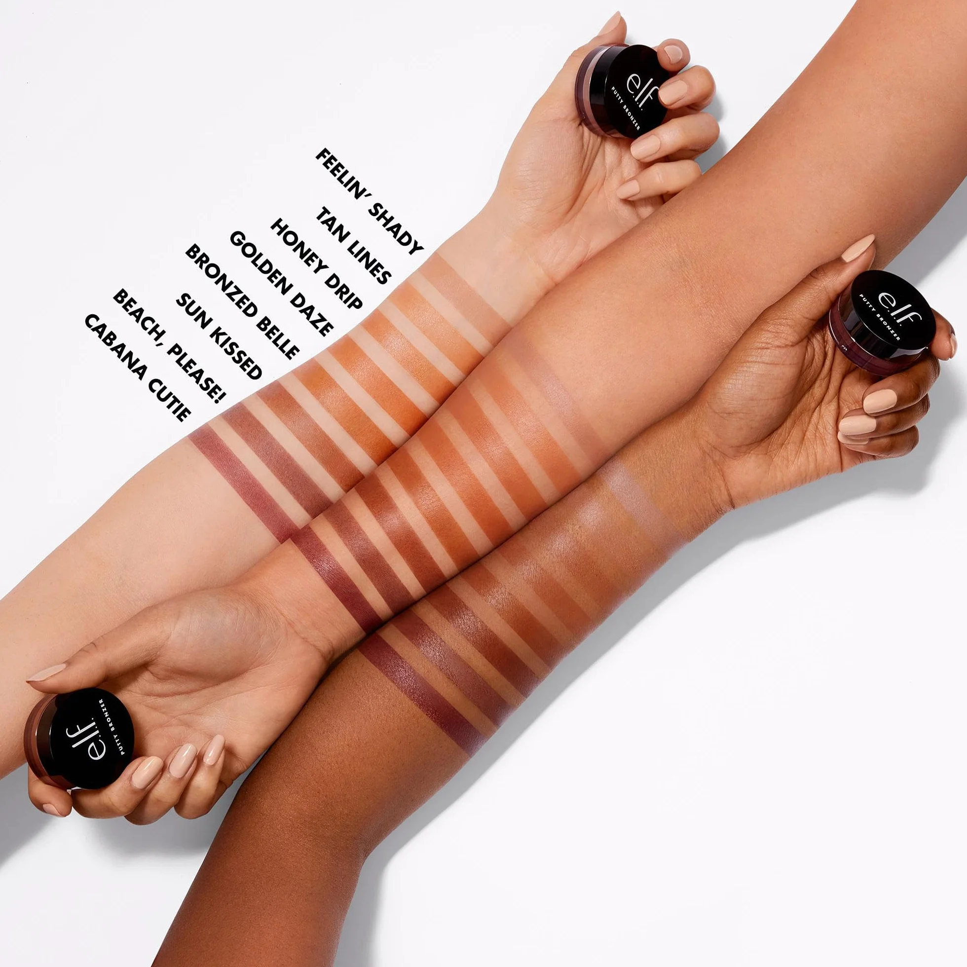 e.l.f. Putty Bronzer, kremowa i wysoko pigmentowana formuła, zapewnia długotrwały opalony połysk, z olejkiem arganowym i witaminą E, Tan Lines, 10 g