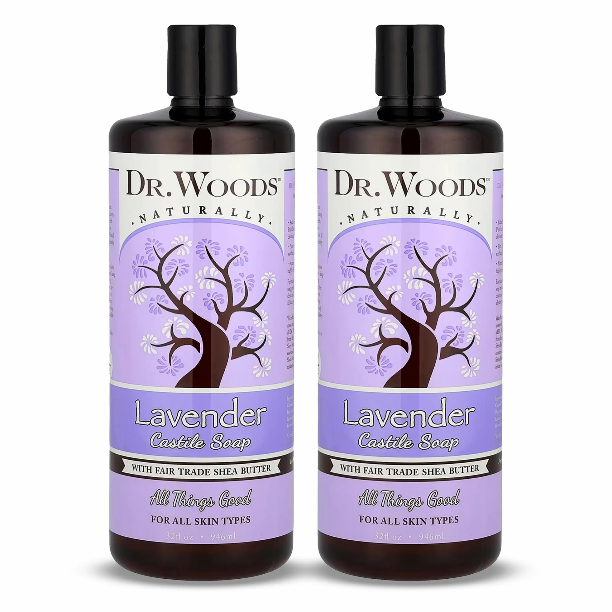 Lawenda, mydło kastylijskie, sprawiedliwy handel, masło shea, 32 uncje płynów (946 ml) - Dr. Woods,