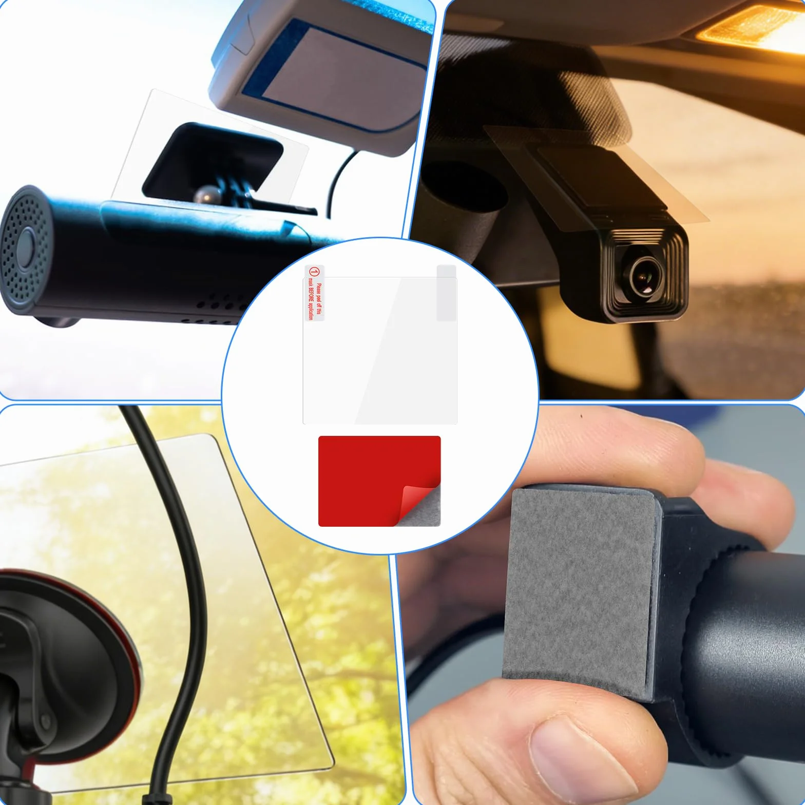 24 szt. samoprzylepnych podkładek do kamery samochodowej, dwustronne, do przedniej szyby, odporna na wysokie temperatury, dwustronna taśma klejąca do uchwytu na telefon samochodowy, GPS i