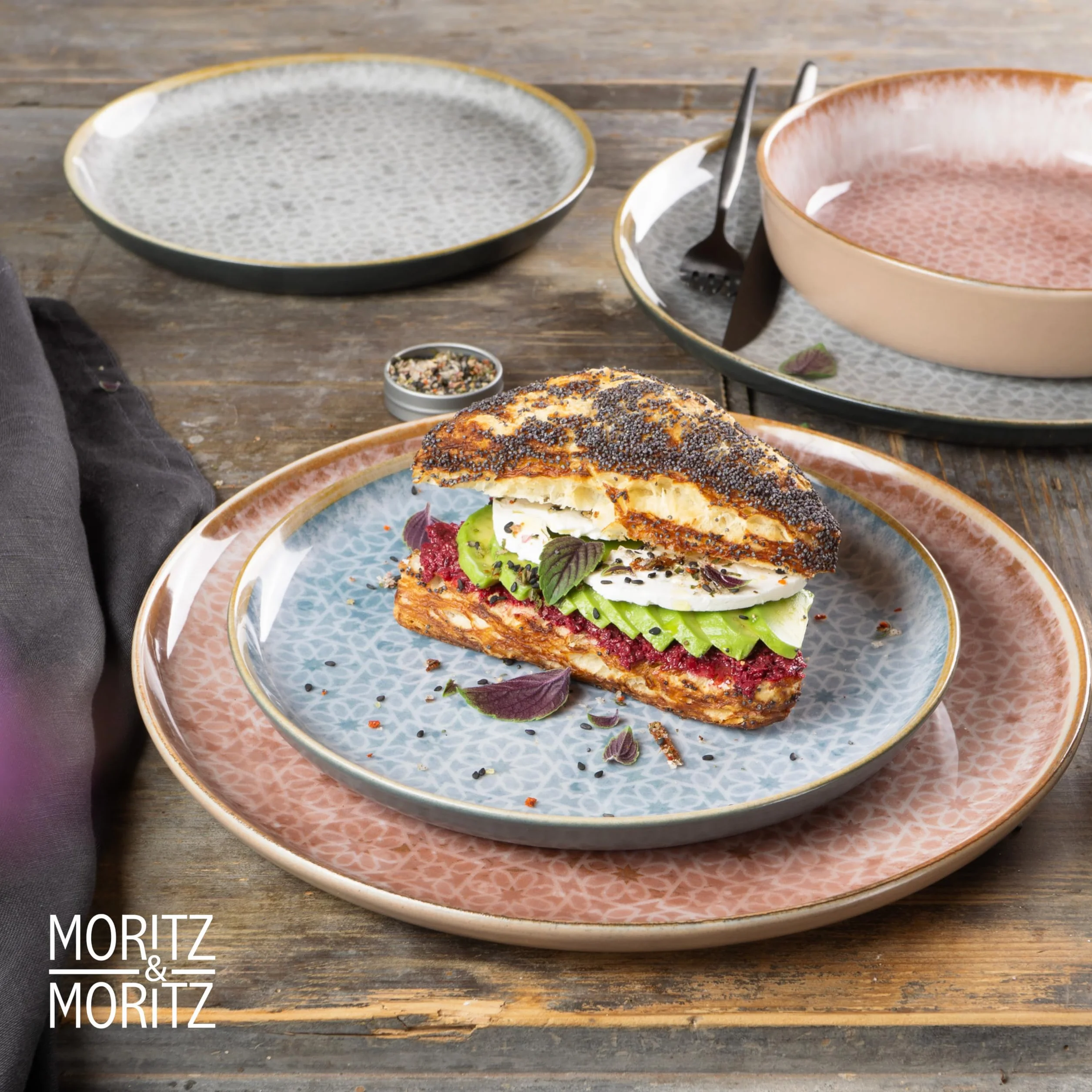 Moritz & Moritz TERRA 6-częściowy zestaw talerzy deserowych Ø 20,5 cm porcelana lazurowy