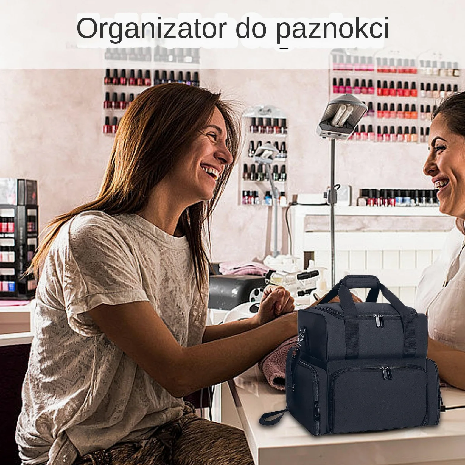 Etui z organizerem na lakier do paznokci, pudełko do | przechowywania materiałów do paznokci, Torba na zestaw kosmetyków do paznokci, Uchwyt na kosmetyki do zdobienia paznokci, fut
