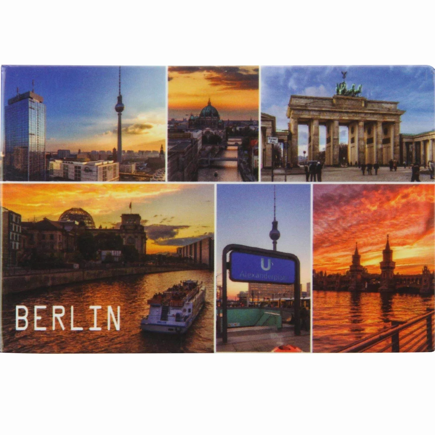 Magnes na lodówkę Berlin | Spree | mocne trzymanie | magnes na zdjęcia z wieloma obrazami 8 x 5,5 cm | typowa pamiątka