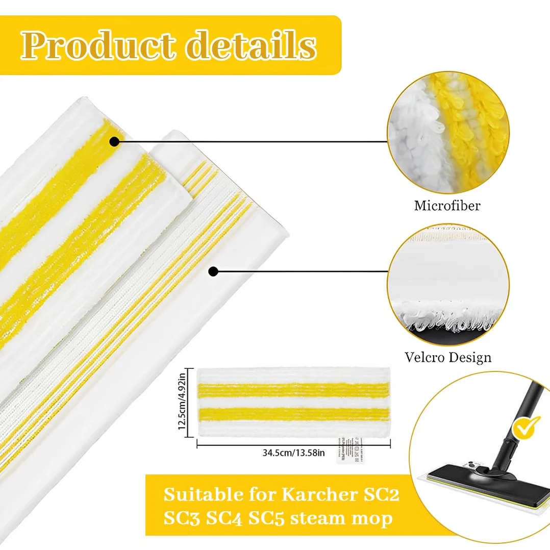2 szt. Zamiennik dla Kärcher EasyFix Zestaw do parowania mopa parowego Wysokiej jakości ściereczki z mikrofibry kompatybilne z Kärcher EasyFix SC 2 SC 3 SC 4 SC 5 wytrzymałych ściereczek czyszczących