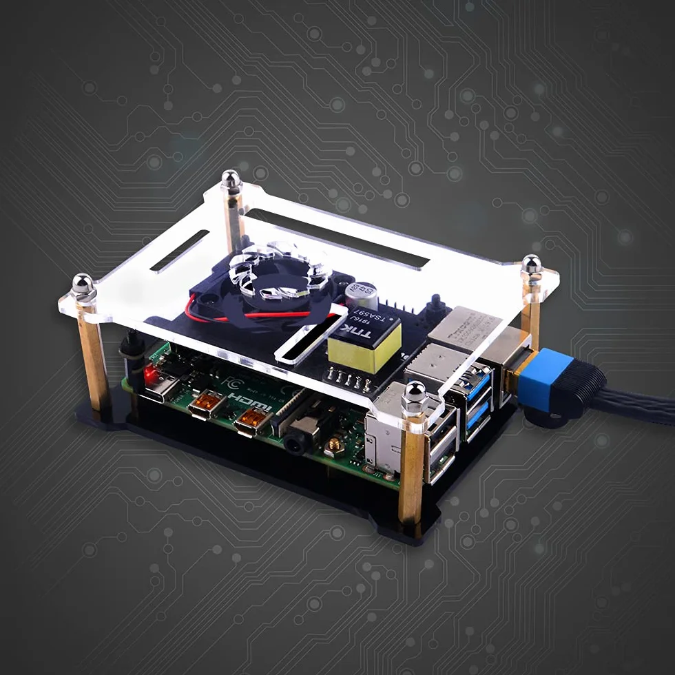 GeeekPi Akrylowa Obudowa do Raspberry Pi 4B/3B+/3B/2B/B z Etui na PoE (Raspberry Pi i PoE Nie Dołączone)