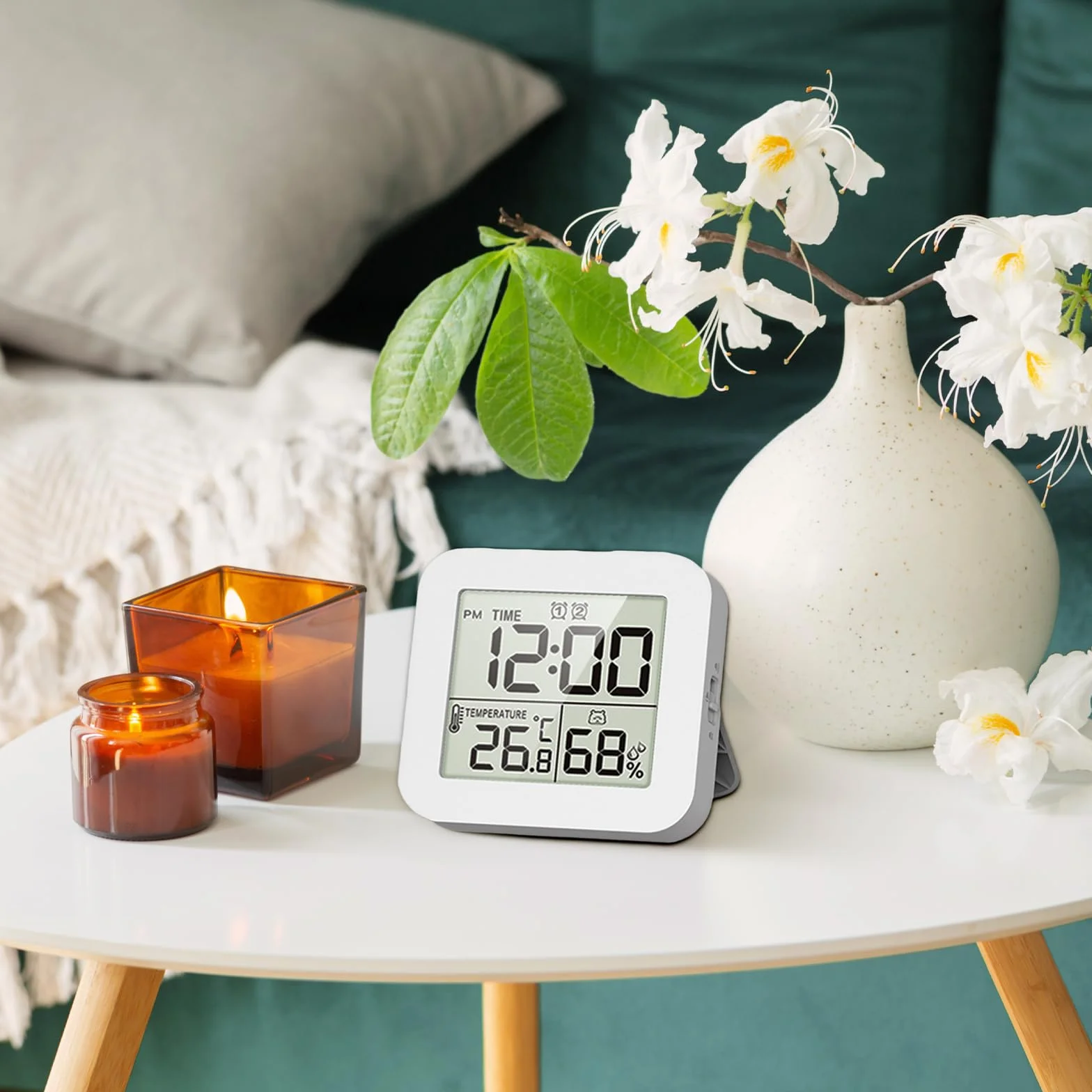 Cyfrowy zegar do prysznica wodoodporny z dużym wyświetlaczem LCD monitoruje temperaturę i wilgotność
