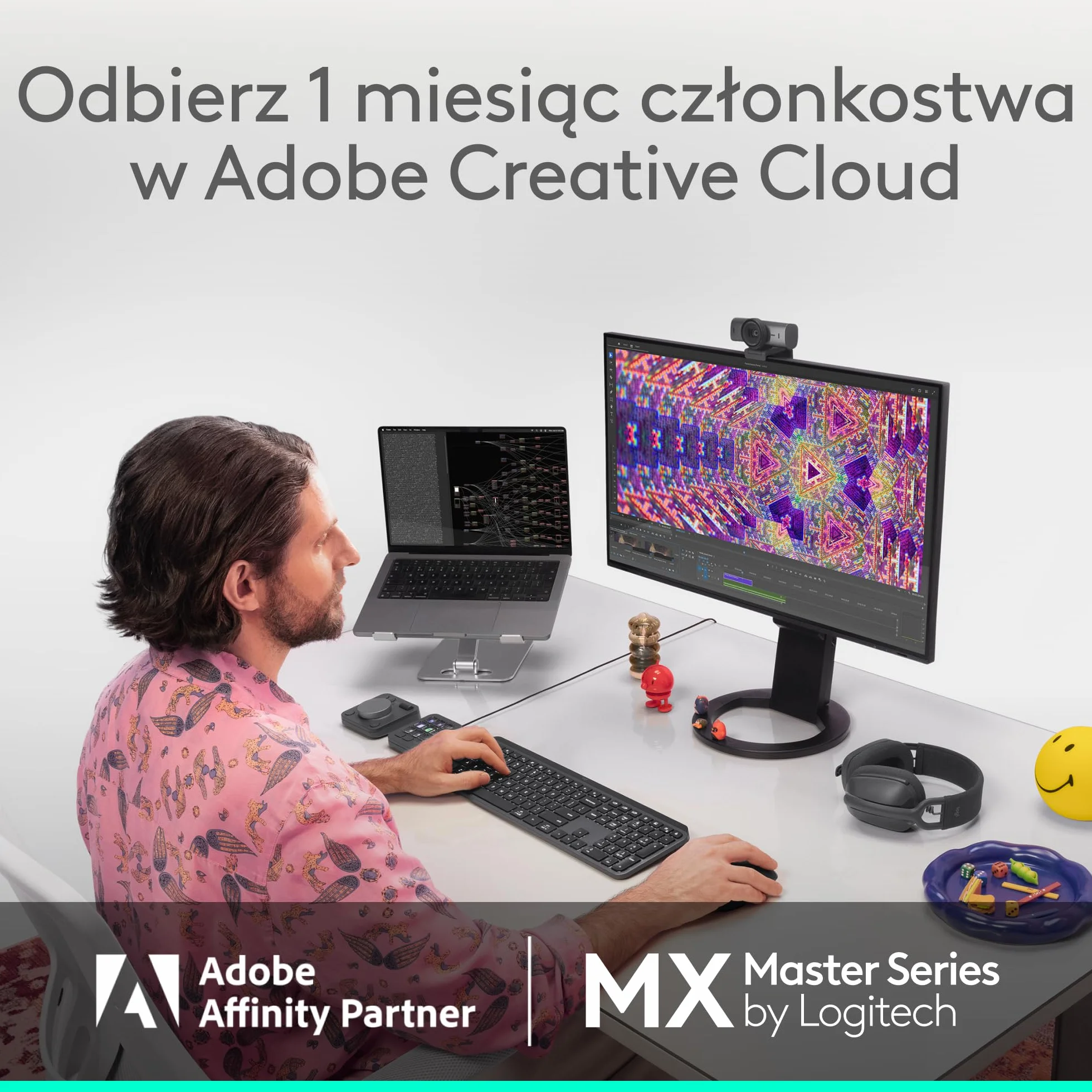 Logitech MX Master 4, ergonomiczna mysz bezprzewodowa z haptyczną informacją zwrotną, błyskawiczne przewijanie, ładowanie USB-C, Bluetooth, Windows, macOS - Jasnoszary
