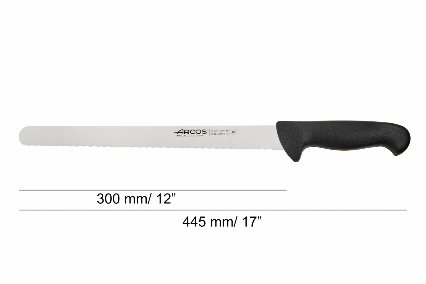Arcos seria 2900 - nóż do wypieków nóż do ciasta - ostrze Nitrum stal szlachetna 300 mm - uchwyt ręczny polipropylen kolor czarny