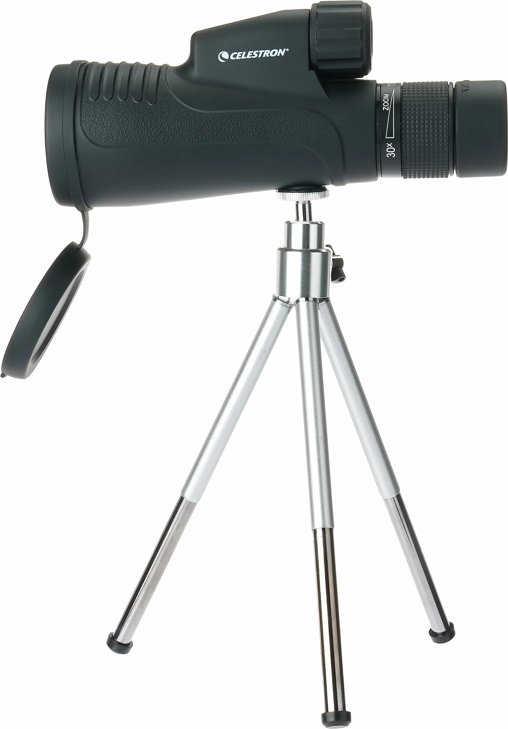 Celestron 72373 Outland X 10-30x50mm - Wodoodporny monokular Celestron 72373 Outland X 10–30x50 mm, statyw, oslony okularów, mocna obudowa, szklo pryzmat. BaK-4, wielopowlok. ukl. optyczny, czarny