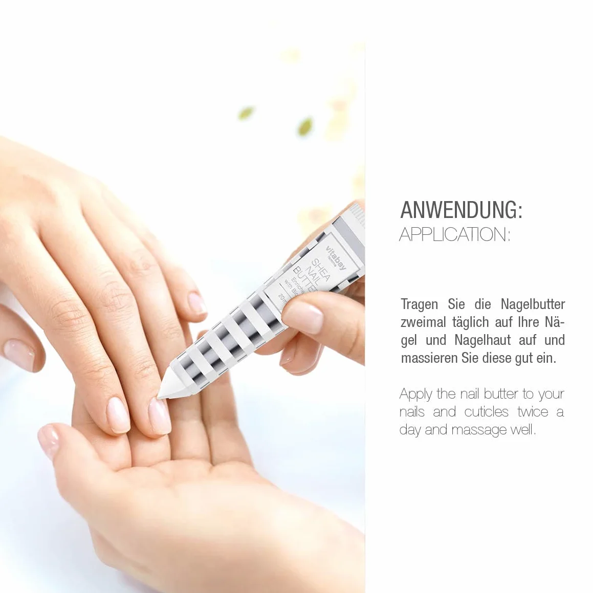 Vitabay Shea Nail Masło 2 x 20 ml – masło shea z biotyną / witaminą B7 – krem do paznokci do pielęgnacji skórek paznokci – krem do paznokci przeciwko łamliwym paznokciom do pielęgnacji dłoni i stóp,