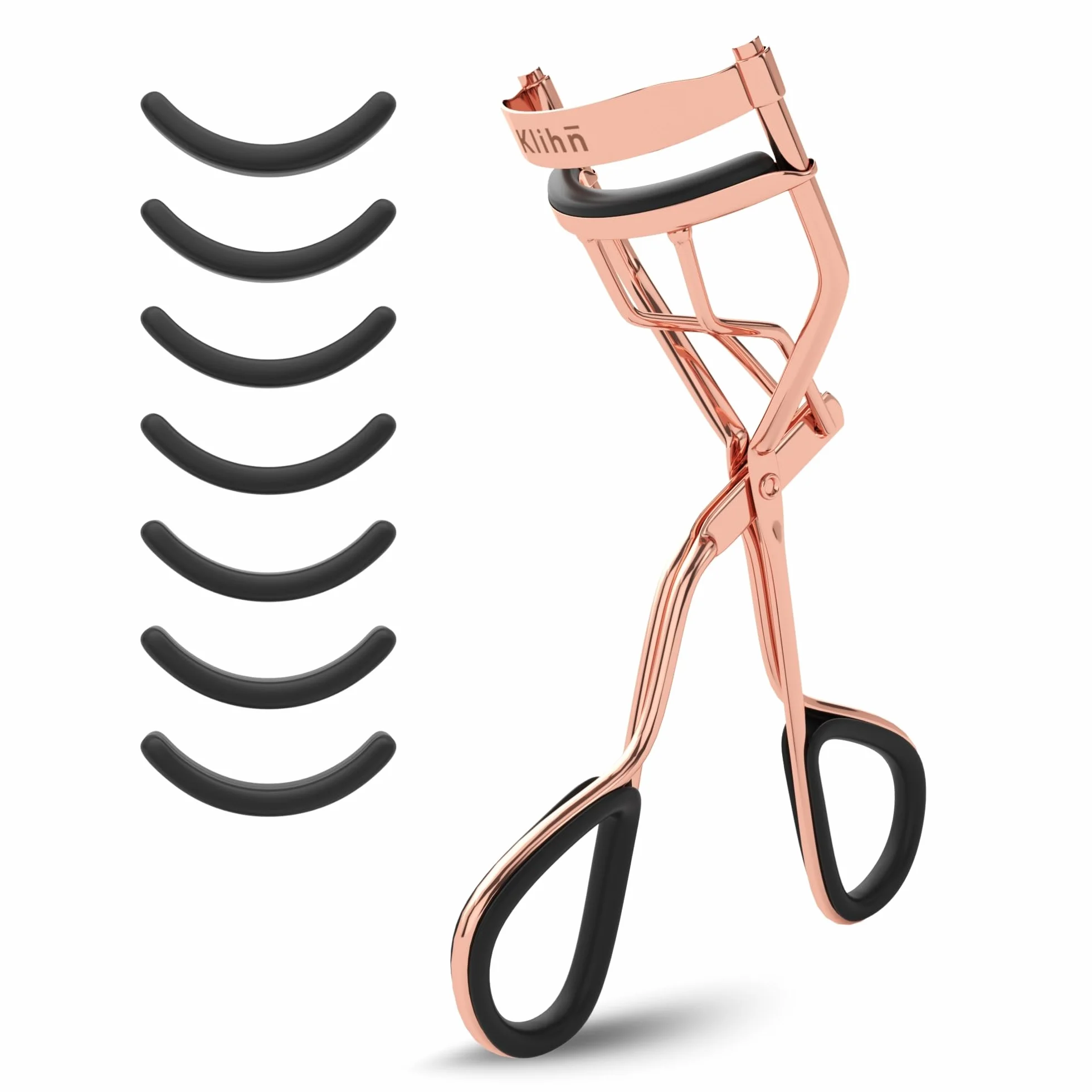 Ekskluzywna zalotka do rzęs, eyelash curler z 8 dodatkowymi wymiennymi silikonowymi nakładkami - Narzędzie do makijażu z wysokiej jakości stali węglowej idealnie podkręconych rzęs wykonane