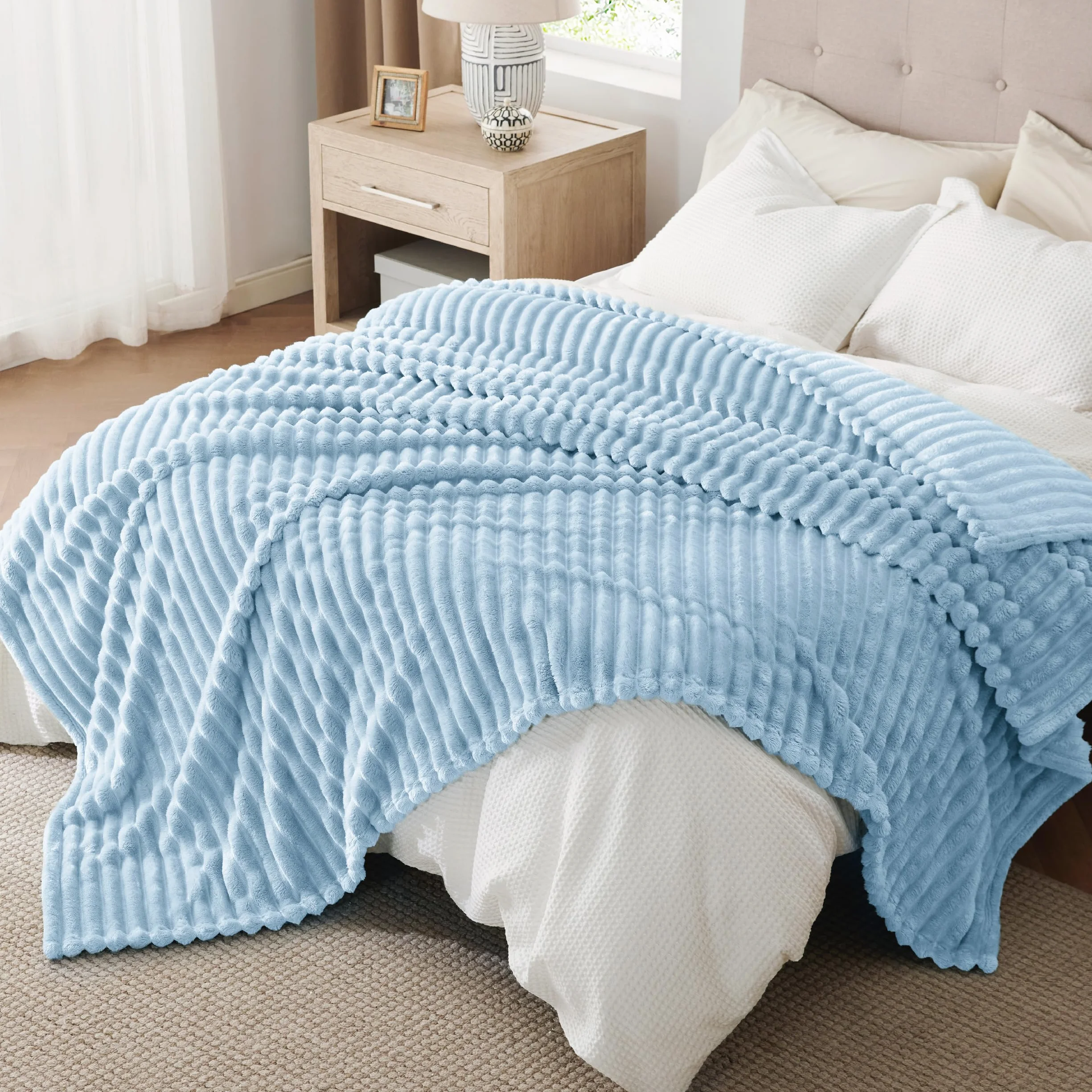 BEDSURE Koc polarowy XXL 240x220 cm ciemnoniebieski