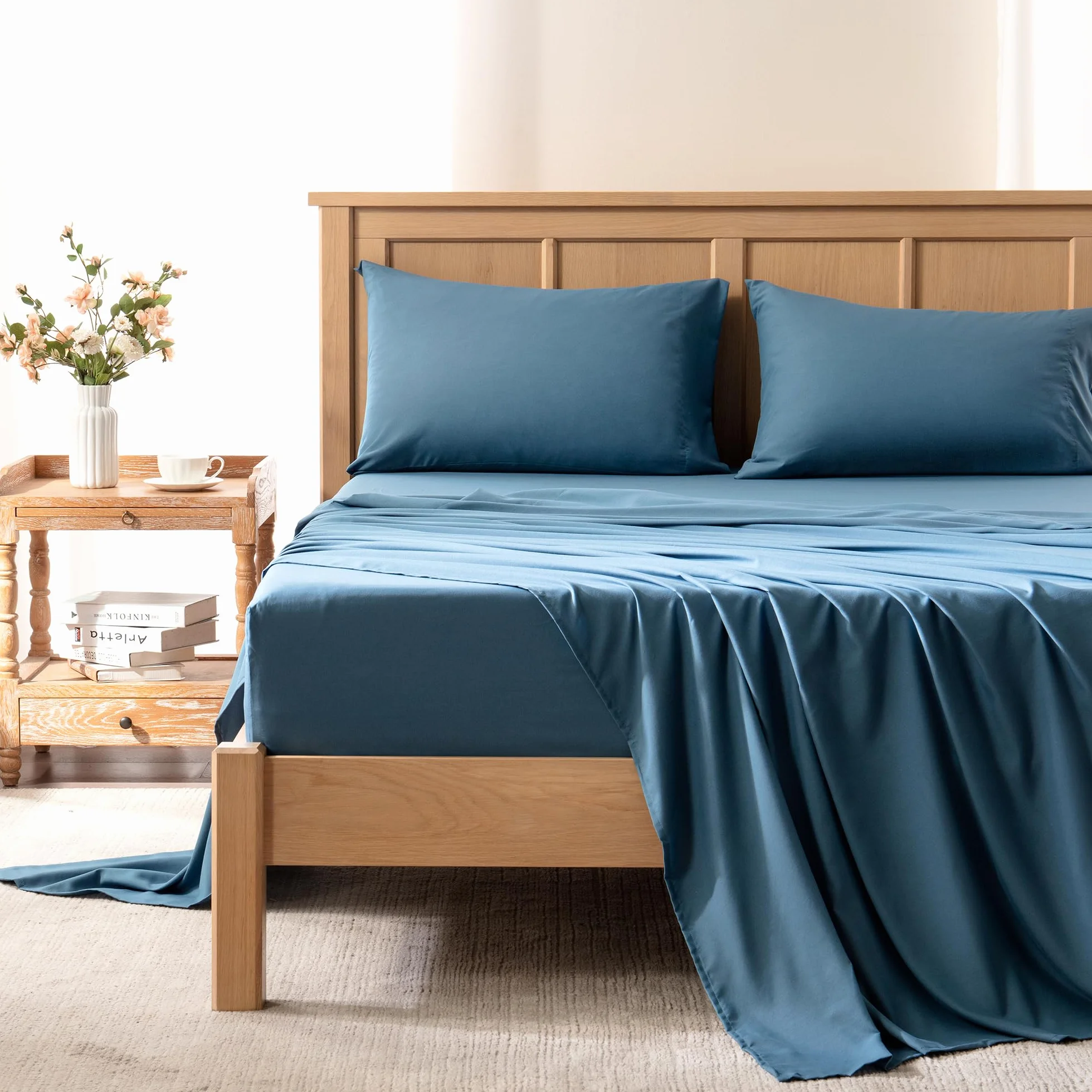 Comfort Spaces Coolmax Moisture Wicking Sheet Set Cal King 4 Piece Deep Pocket Fits Up to 16" Mattress
