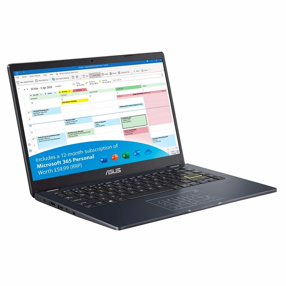 ASUS E510M Laptop gamingowy z MS Office 2024 Lifetime (Intel Celeron N4020, 4GB RAM, 128GB eMMC, Win 11)