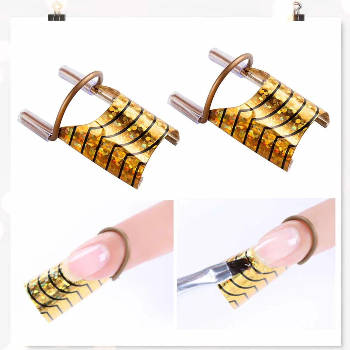 Szablony do manicure "zrób to sam", szablony do paznokci, wielokrotnego użytku, szablony do modelowania, szablony do paznokci, szablony do zdobienia paznokci (10 sztuk, złote)
