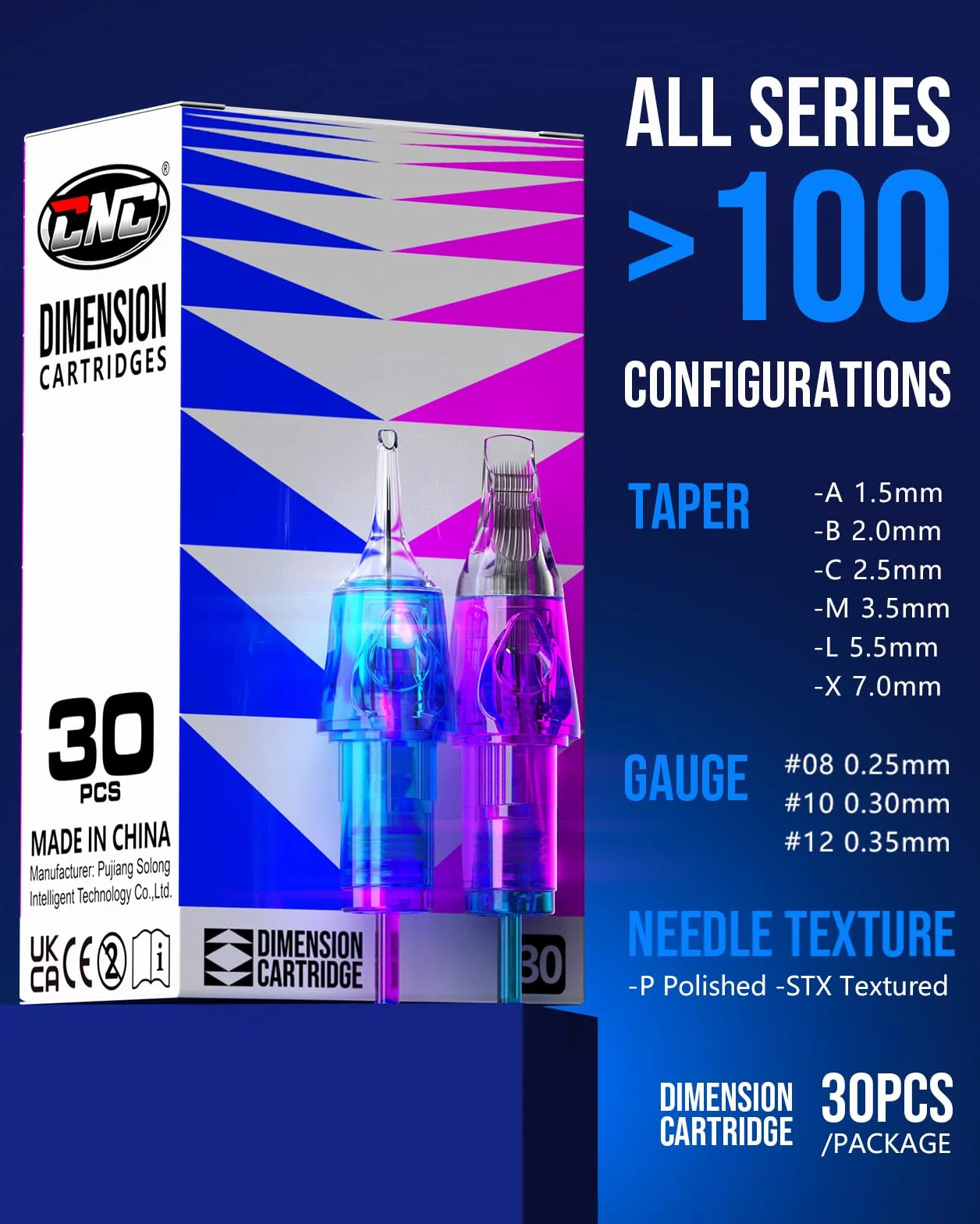 CNC 30 szt. wkłady do tatuażu igły jednorazowe mieszane #10 Bugpin okrągła wkładka zakrzywiona magnum shader 3RL 5RL 7RL 9RL 7RM 15RM igły do tatuażu EN04C-30KIT-B