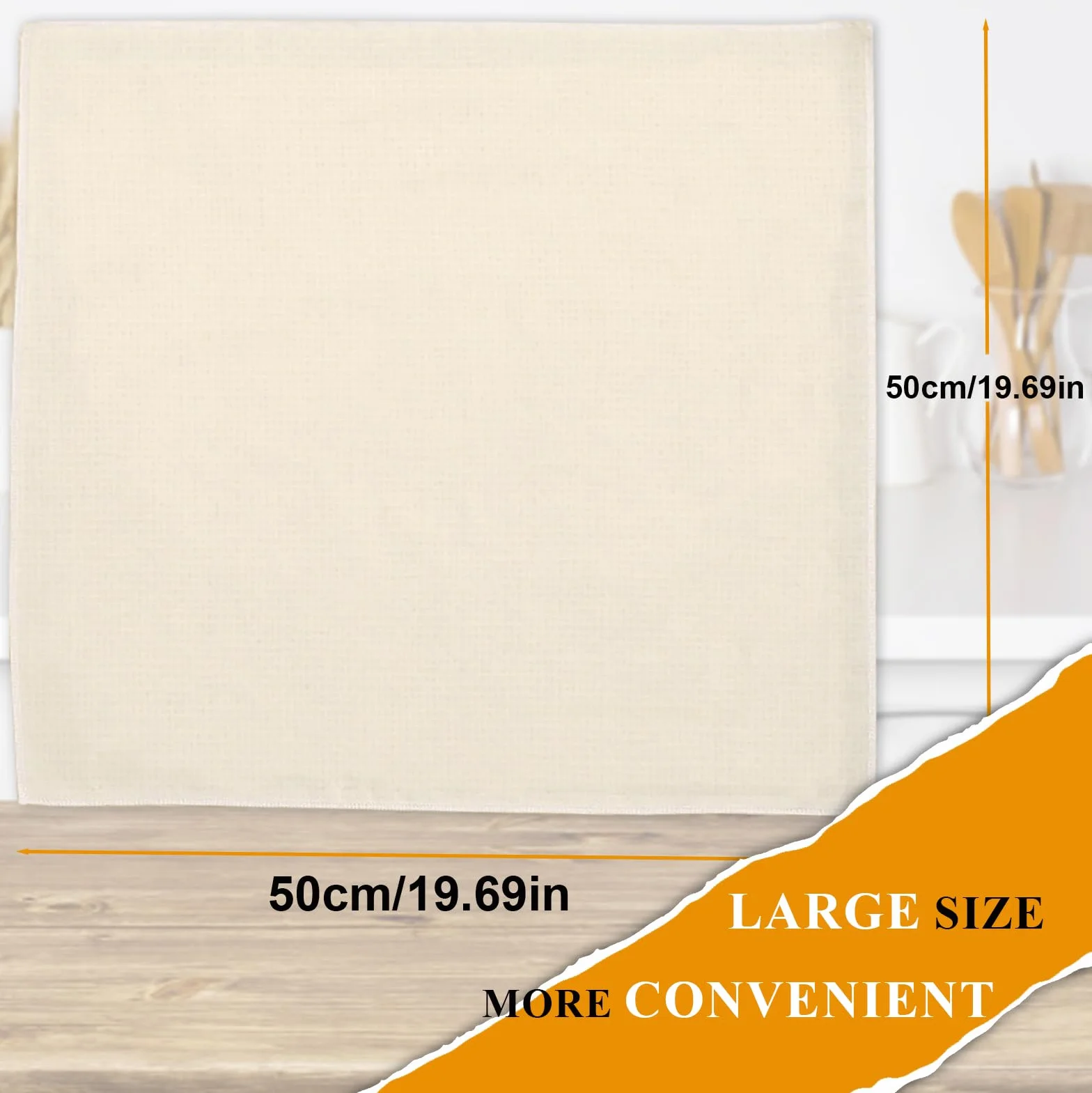 4 Sztuki, 50 x 50 CM Bawełna lniana Etamina, Naturalny niebielony szyfon spożywczy, szyfon kuchenny może być używany do filtrowania sera, soku, mleka orzechowego