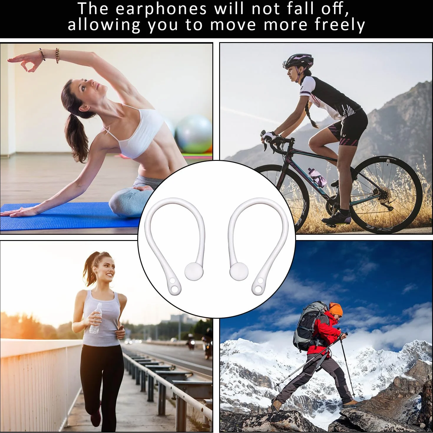 5 Szt. Haczyków na Uszy Zapobiegających Zgubieniu, TPU Haczyki na Słuchawki Bluetooth, Do Aktywności Sportowych, Biegania, Joggingu