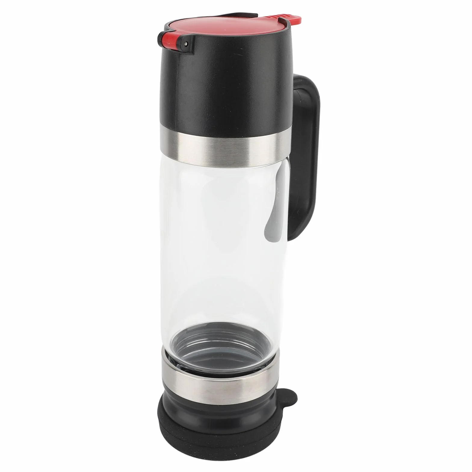 Szklany dozownik do miodu, 350 ml szklany dozownik do miodu bez kapania z uchwytem, ​​szklany dozownik do syropu, szklana butelka do syropu bez kapania do syropu klonowego (BLACK)