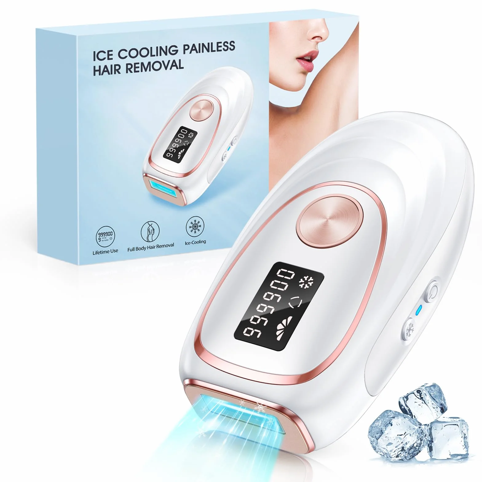 Laser Hair Removal with Cooling, at-Home IPL Hair Removal for Women Men, Upgraded to 999,900 Flashes Permanent Hair Removal Device on Facial Legs Arms Bikini Line