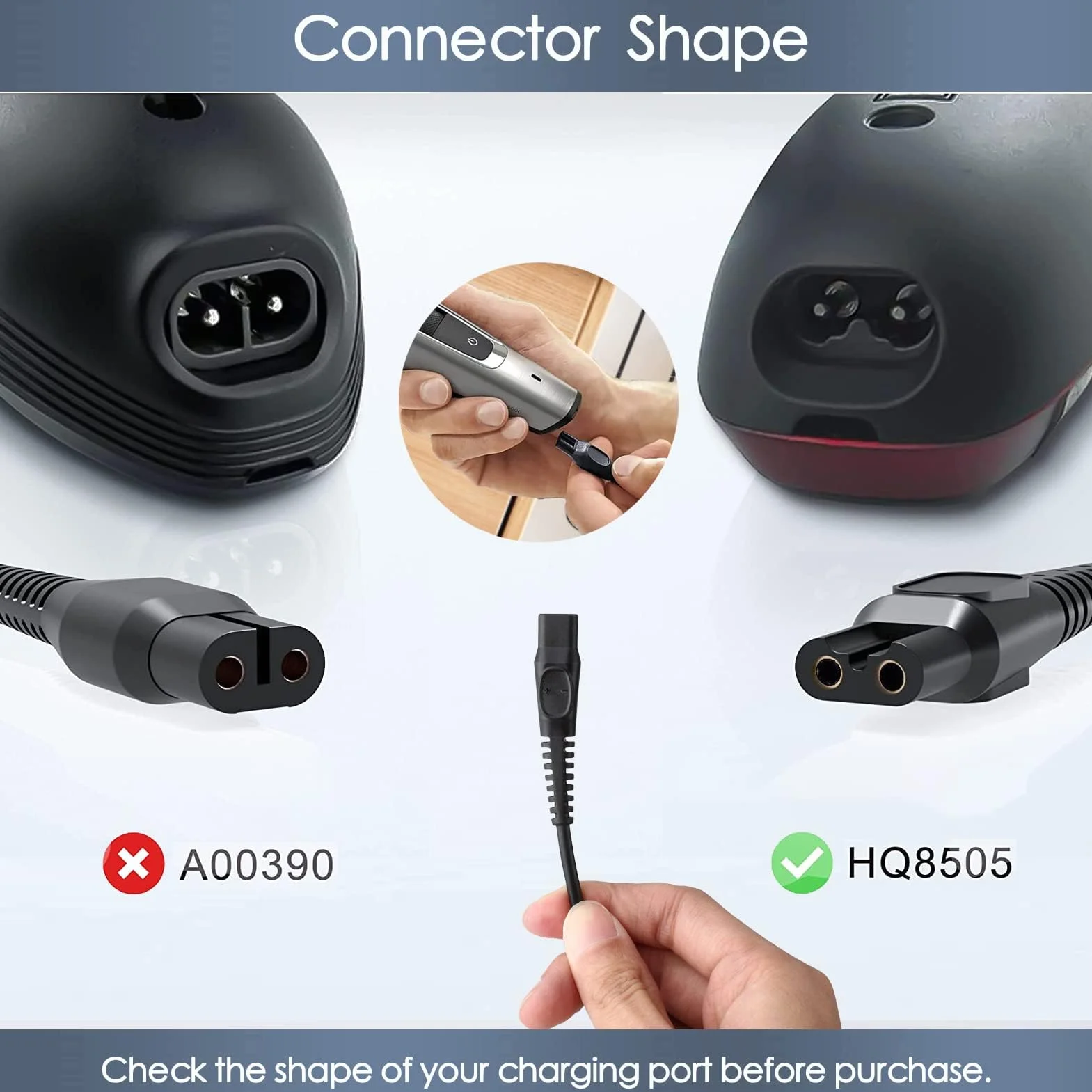 Philips HQ8505 Ładowarka USB 15V do golarki, kabel zastępczy kompatybilny z Series 3000 5000 One Blade QP6520 QP6510