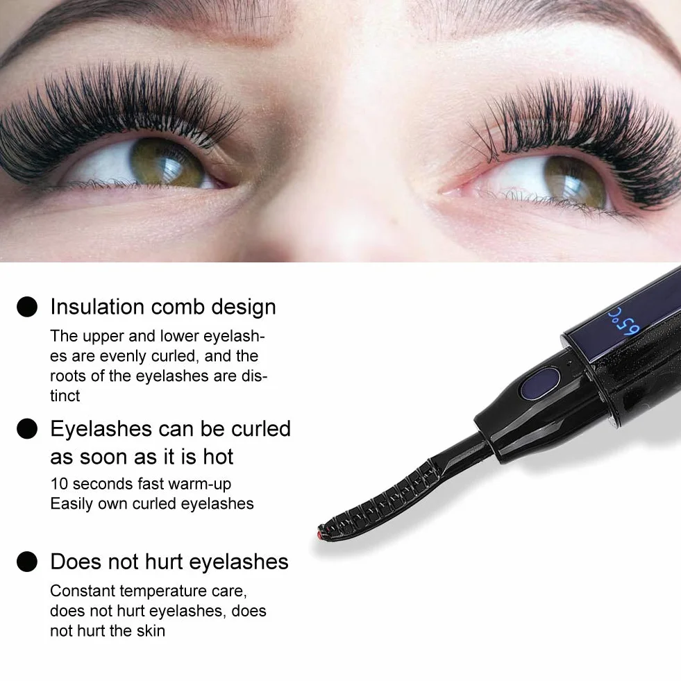Elektrische Wimpernzange, Beheizbare Wimpernzange, Heated Eyelash Curler, Beheizter Wimpernwickler und Wimpernformer Wiederaufladbar für Make Up (white)