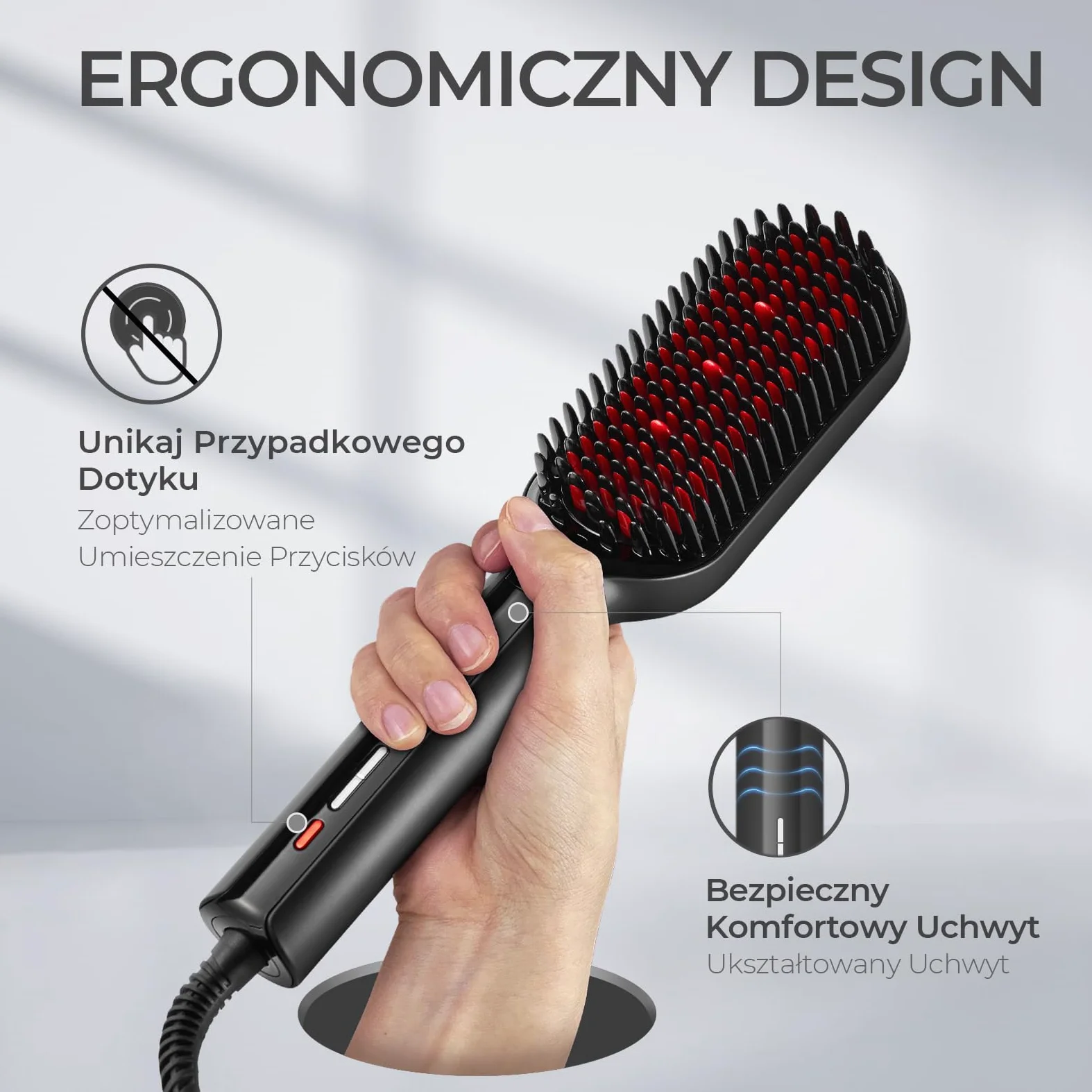 TYMO Ionic Plus Szczotka do Prostowania Włosów, Profesjonalna Prostownica, Szybka Stylizacja, 16 Temperatur, 80-230 ℃, Wyświetlacz LCD, Podwójne Napięcie, Szybkie Nagrzewanie, Zapobiega Oparzeniom