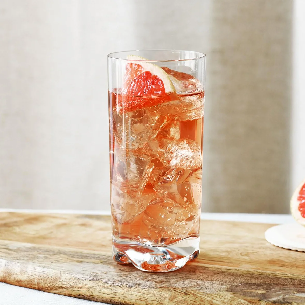 KROSNO Szklanki do napojów | Zestaw 6 x 350 ml | Kolekcja Mixology | Efektowne, trójdzielne dno | Prosta forma | Bezołowiowe szkło kryształowe| do koktajli, soków i wody | Można myć w zmywarce