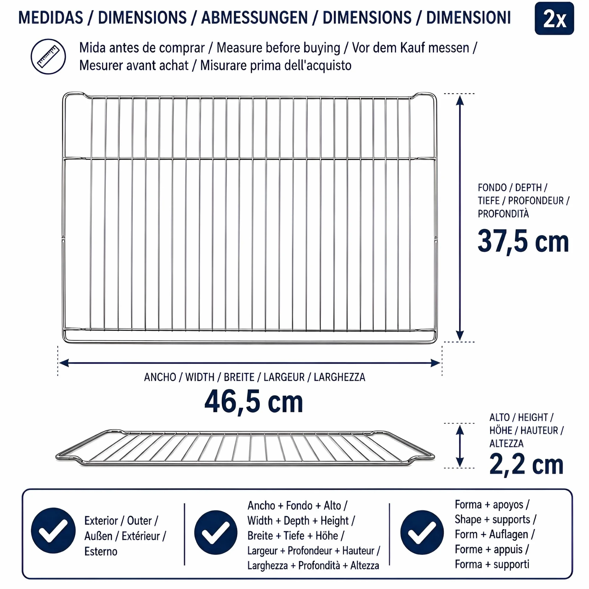 Ruszt do pieczenia MIRTUX 46,5x37,5x2,2 cm do Siemens Neff Bosch Constructa Balay
