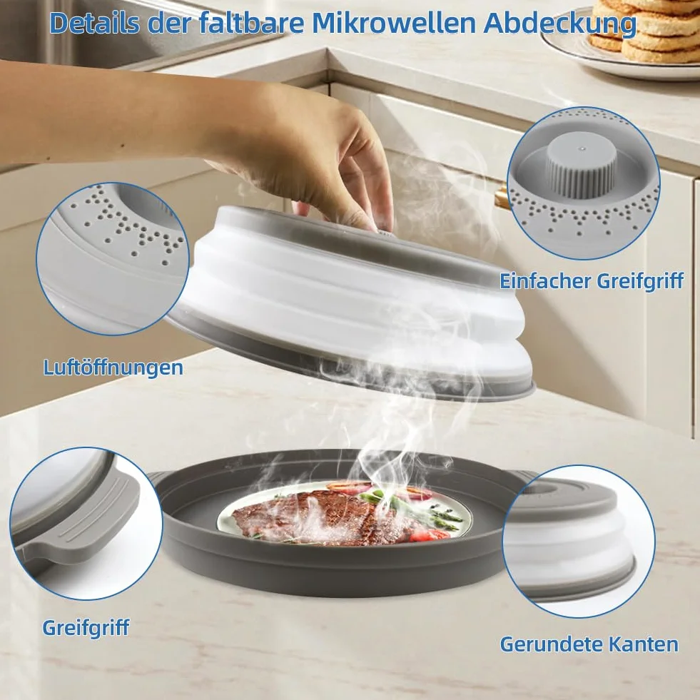 Składana pokrywa do kuchenki mikrofalowej 26,8 cm z otworami na parę