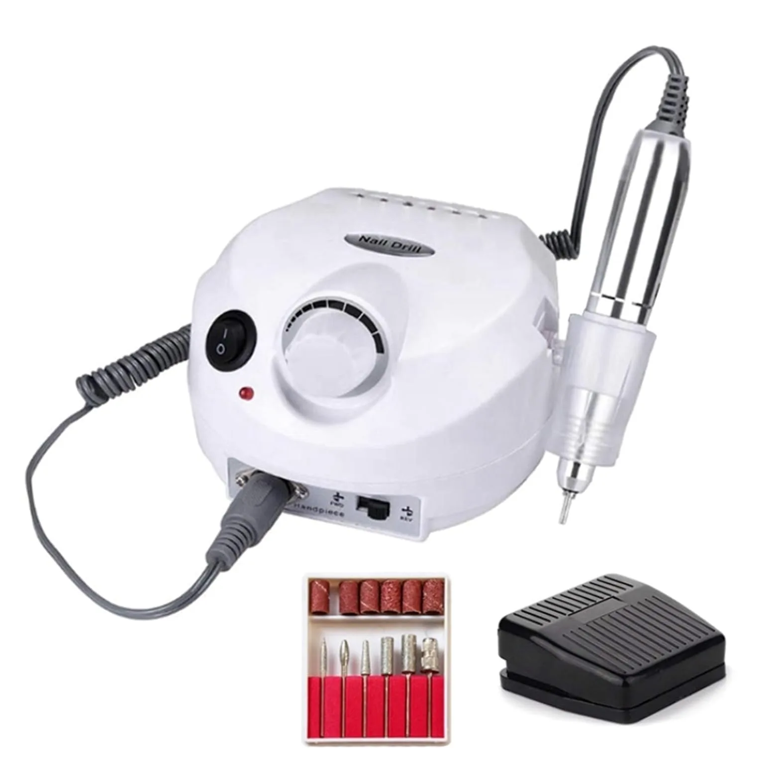 Obcinacz do paznokci, 35000 RPM Elektryczny pilnik do paznokci, Profesjonalny uchwyt Elektryczna wiertarka do paznokci Polska maszyna, Zestaw wierteł do paznokci Manicure(Pink)